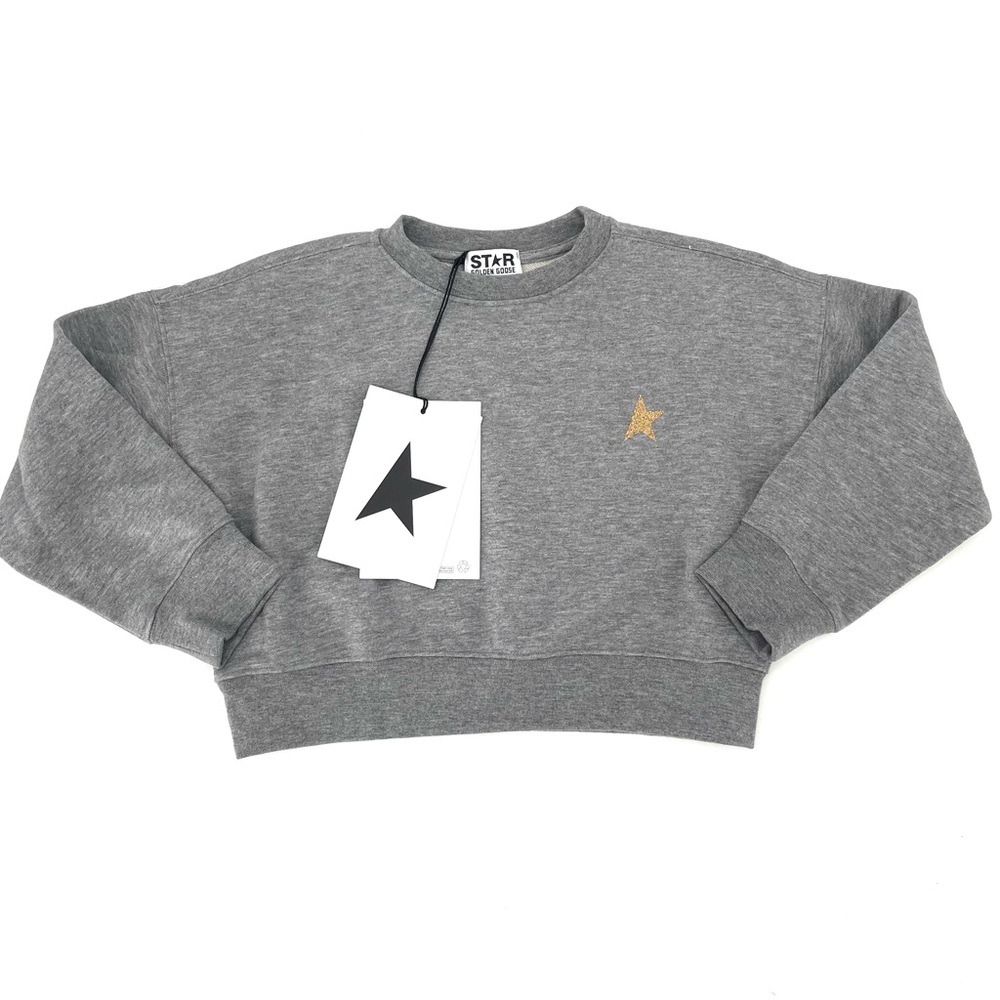 GOLDEN GOOSE NWT Fleece Glitter Star Girls Crewneck Boxy Pullover Sweatshirt